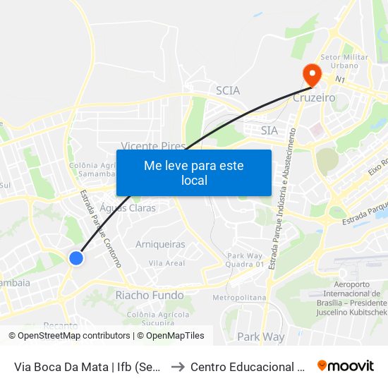Via Boca Da Mata | Ifb (Sentido Taguatinga) to Centro Educacional 01 Do Cruzeiro map