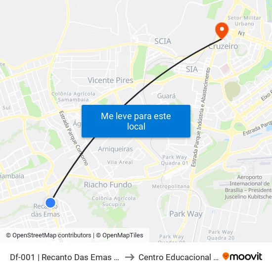 Df-001 | Recanto Das Emas (Passarela Da Unire) to Centro Educacional 01 Do Cruzeiro map
