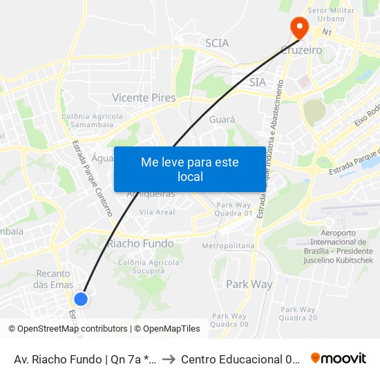 Av. Riacho Fundo | Qn 7a *Lado Oposto* to Centro Educacional 01 Do Cruzeiro map