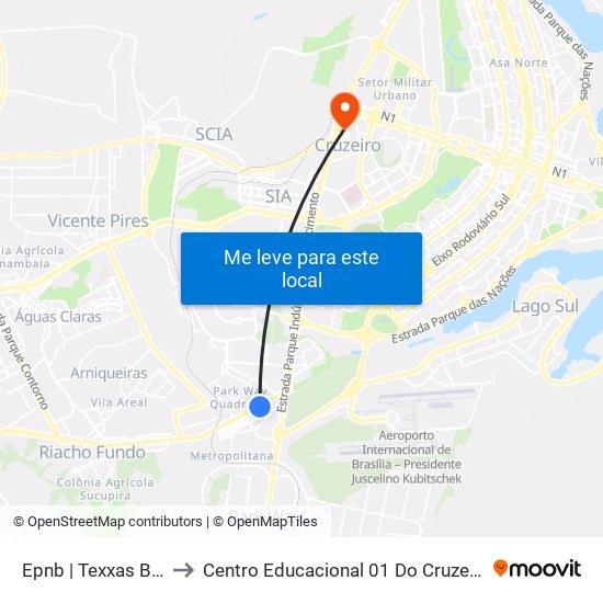 Epnb | Texxas Bar to Centro Educacional 01 Do Cruzeiro map