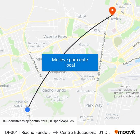 Df-001 | Riacho Fundo Ii, Qn 5a to Centro Educacional 01 Do Cruzeiro map