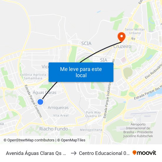 Avenida Águas Claras Qs 5 Rua 400, 2-286 to Centro Educacional 01 Do Cruzeiro map