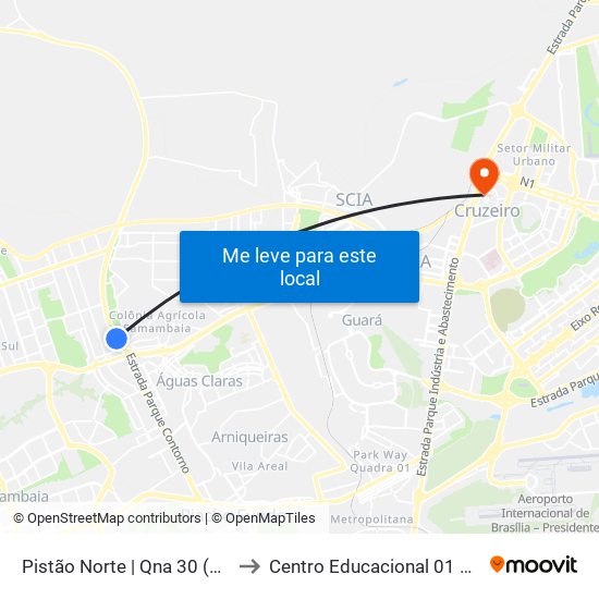 Pistão Norte | Qna 30 (Quiosques) to Centro Educacional 01 Do Cruzeiro map