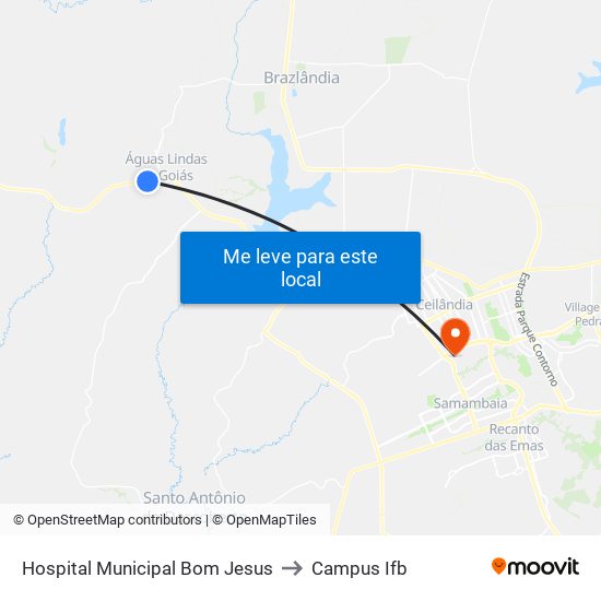 Hospital Municipal Bom Jesus to Campus Ifb map