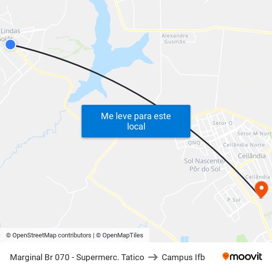 Marginal Br 070 - Supermerc. Tatico to Campus Ifb map