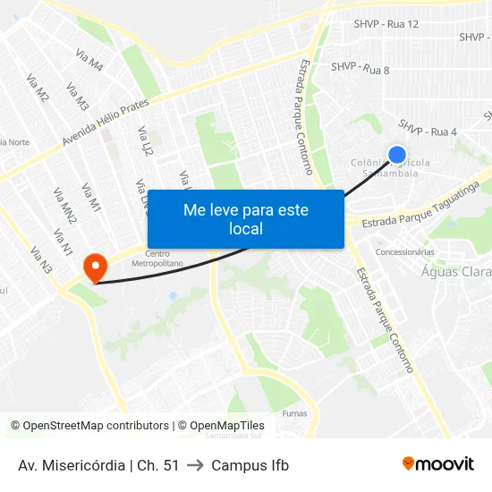 Av. Misericórdia | Ch. 51 to Campus Ifb map