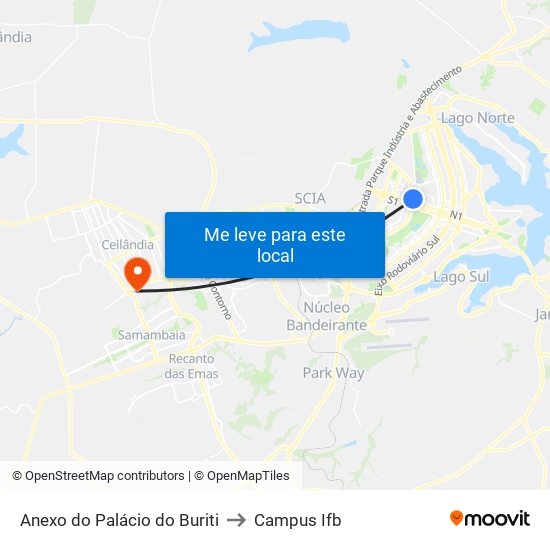 Anexo do Palácio do Buriti to Campus Ifb map