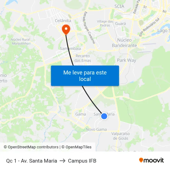 Qc 1 - Av. Santa Maria to Campus IFB map