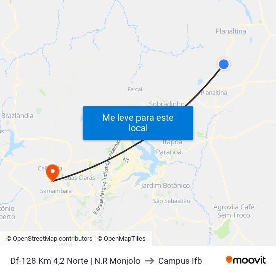 Df-128 Km 4,2 Norte | N.R Monjolo to Campus Ifb map