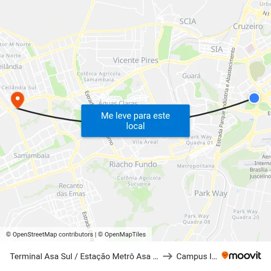 TAS | Estação Metrô / DESEMBARQUE to Campus Ifb map