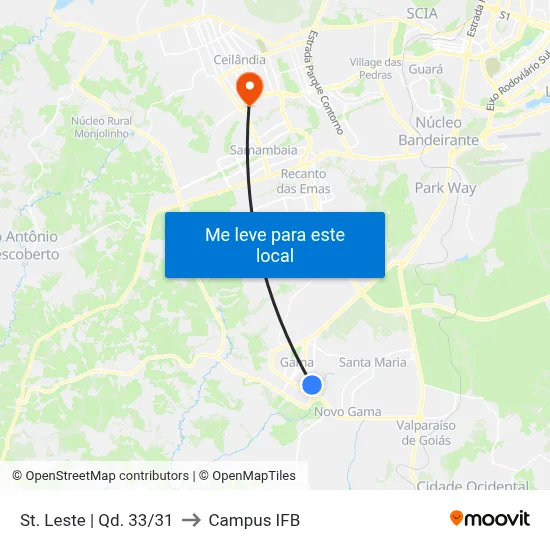 St. Leste | Qd. 33/31 to Campus IFB map