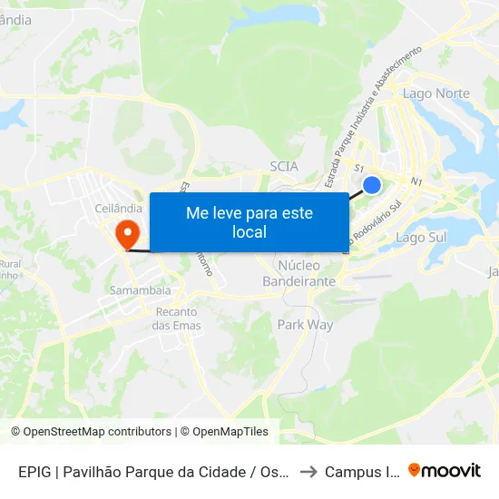 EPIG | Pavilhão Parque da Cidade / Oscarito to Campus IFB map
