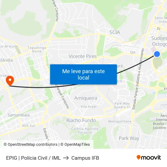 EPIG | Polícia Civil / IML to Campus IFB map