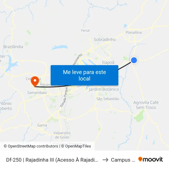 Df-250 | Rajadinha III (Acesso À Rajadinha I) to Campus Ifb map