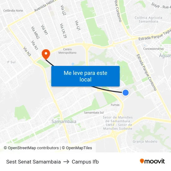 Sest Senat Samambaia to Campus Ifb map