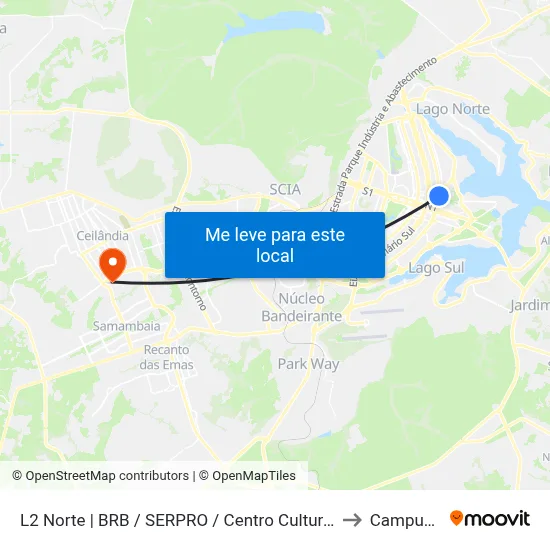 L2 Norte | BRB / SERPRO / Centro Cultural de Brasília to Campus IFB map