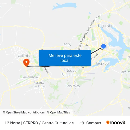 L2 Norte | SERPRO / Centro Cultural de Brasília to Campus Ifb map