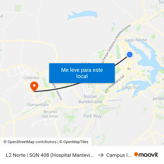 L2 Norte | SQN 408 (Hospital Mantevida) to Campus Ifb map
