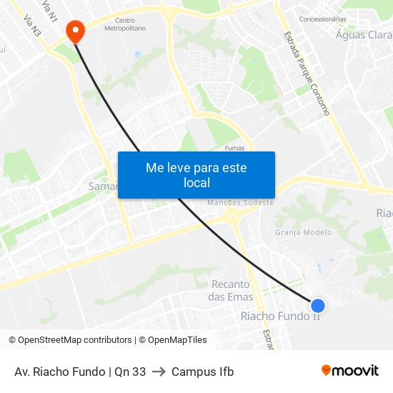 Av. Riacho Fundo | Qn 33 to Campus Ifb map