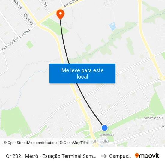 Qr 202 | Metrô - Estação Terminal Samambaia to Campus Ifb map