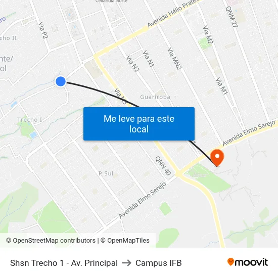 Shsn Trecho 1 - Av. Principal to Campus IFB map