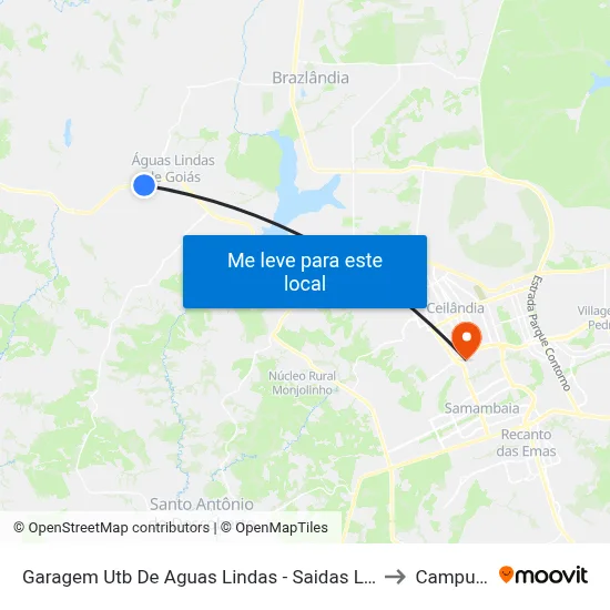Garagem Utb De Aguas Lindas - Saidas Linhas Jd Paraiso to Campus IFB map
