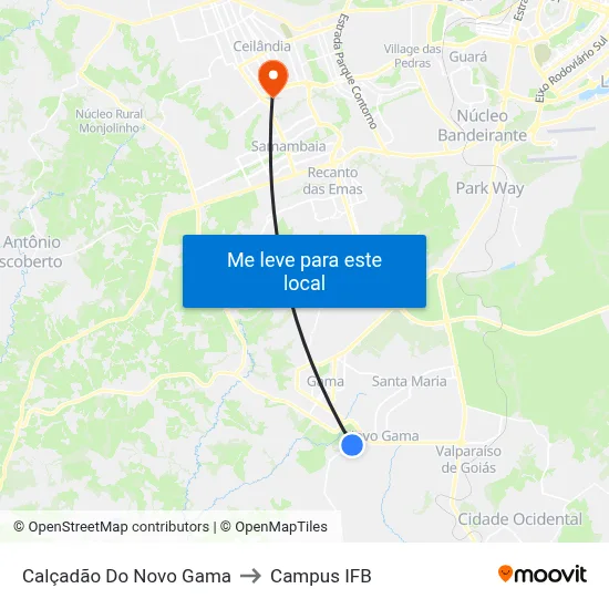 Calçadão Do Novo Gama to Campus IFB map