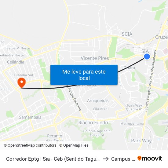 Corredor Eptg | Sia - Ceb (Sentido Taguatinga) to Campus Ifb map