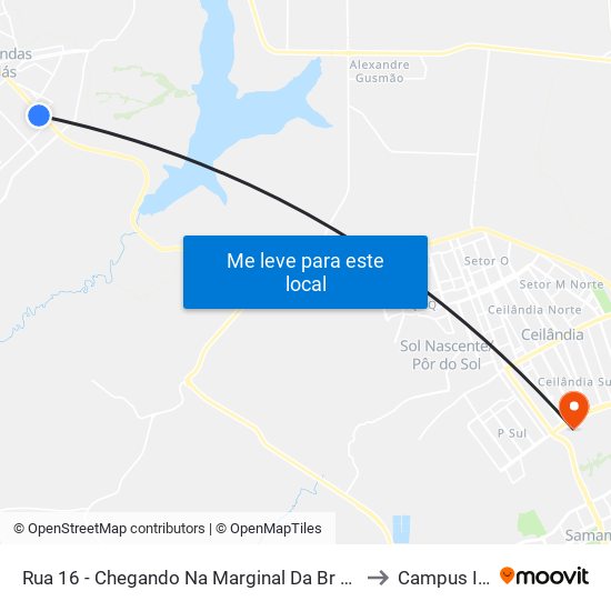 Rua 16 - Chegando Na Marginal Da Br 070 to Campus Ifb map