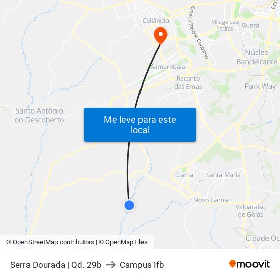 Serra Dourada | Qd. 29b to Campus Ifb map