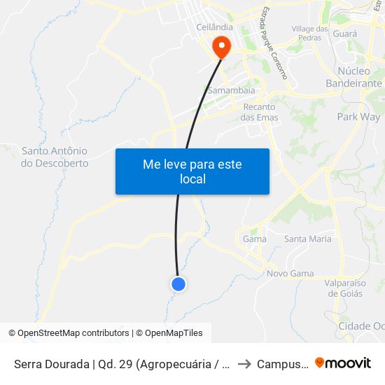 Serra Dourada | Qd. 29 (Agropecuária / Sacolão) to Campus Ifb map