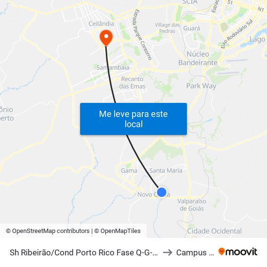 Sh Ribeirão/Cond Porto Rico Fase Q-G-L-5 45 to Campus Ifb map