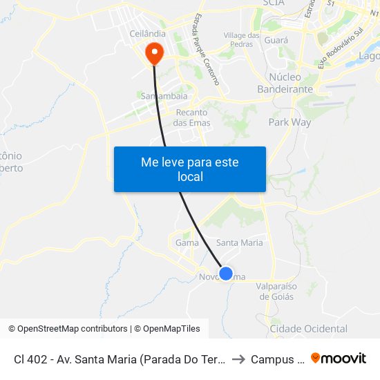 Cl 402 - Av. Santa Maria (Parada Do Terminal) to Campus Ifb map