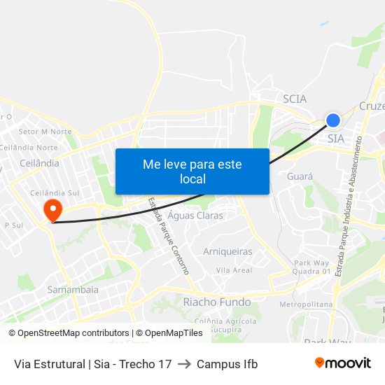 Via Estrutural | Sia - Trecho 17 to Campus Ifb map