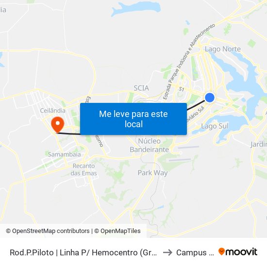 Rod.P.Piloto | Linha P/ Hemocentro (Gratuita) to Campus Ifb map