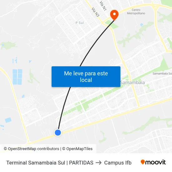 Terminal Samambaia Sul | PARTIDAS to Campus Ifb map