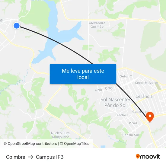 Coimbra to Campus IFB map