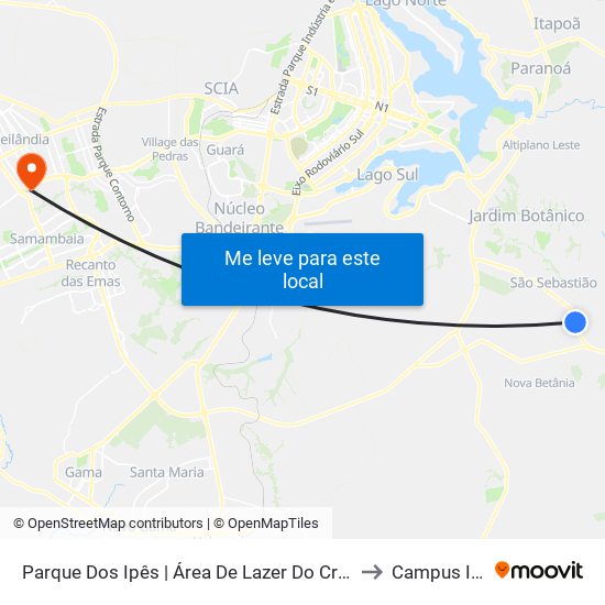 Parque Dos Ipês | Área De Lazer Do Crixá to Campus Ifb map