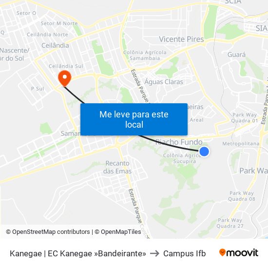 Kanegae | EC Kanegae »Bandeirante» to Campus Ifb map