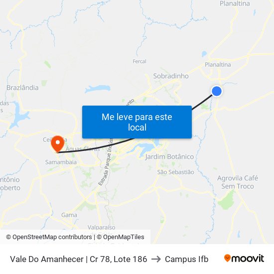 Vale Do Amanhecer | Cr 78, Lote 186 to Campus Ifb map