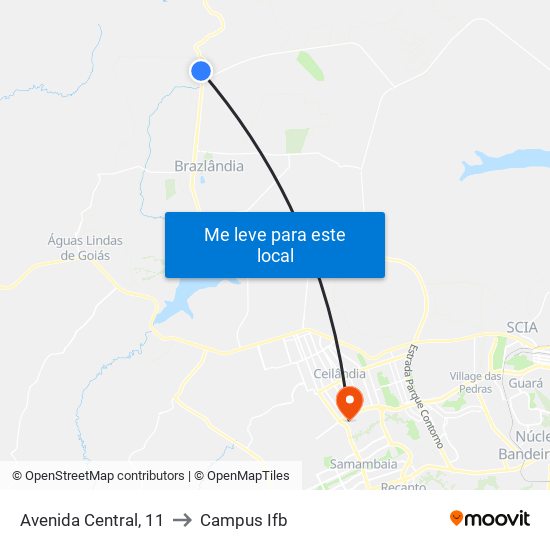 Avenida Central, 11 to Campus Ifb map