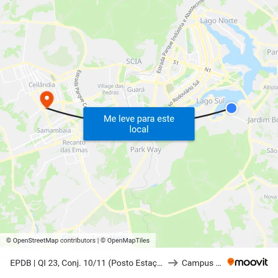 EPDB | QI 23, Conj. 10/11 (Posto Estação 23) to Campus IFB map