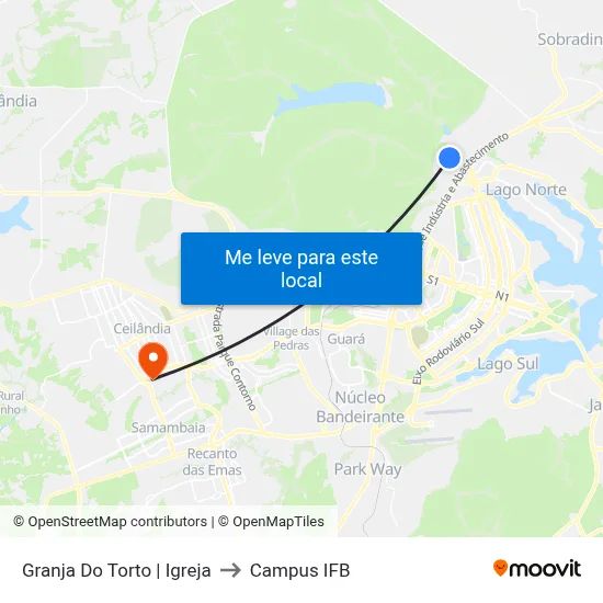 Granja Do Torto | Igreja to Campus IFB map