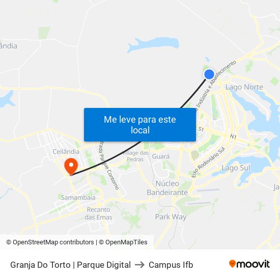 Granja Do Torto | Parque Digital to Campus Ifb map