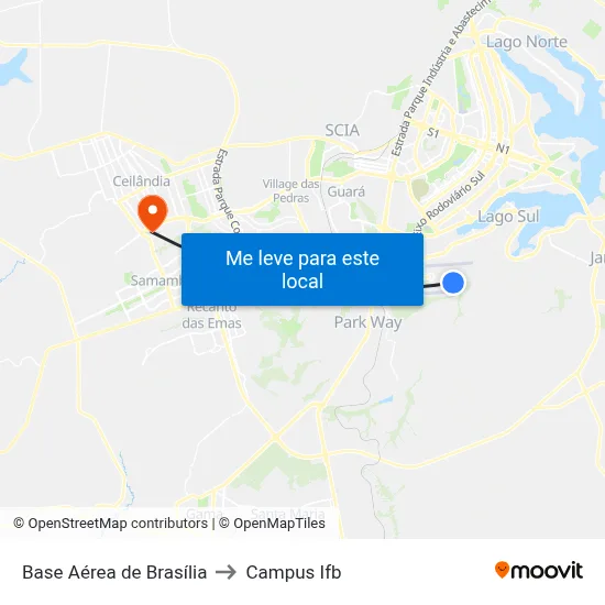 Base Aérea de Brasília to Campus Ifb map