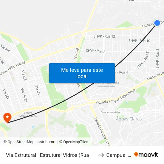 Via Estrutural | Estrutural Vidros (Rua 03) to Campus Ifb map