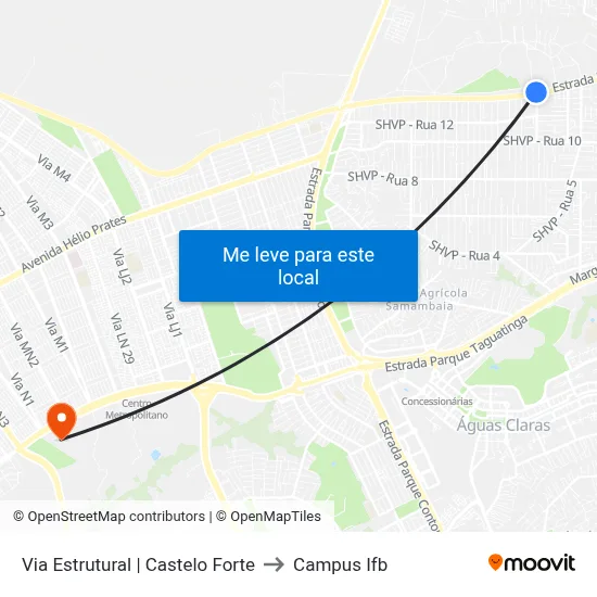 Via Estrutural | Castelo Forte to Campus Ifb map