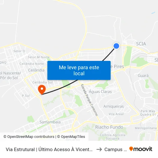 Via Estrutural | Último Acesso À Vicente Pires to Campus Ifb map