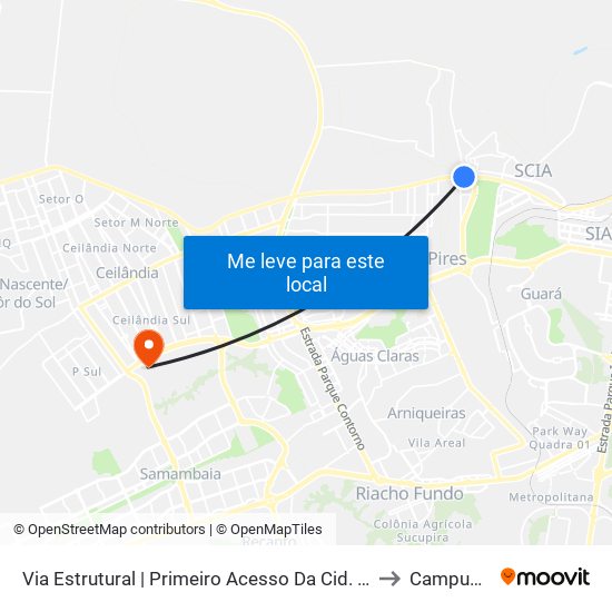 Via Estrutural | Primeiro Acesso Da Cid. Estrutural to Campus Ifb map