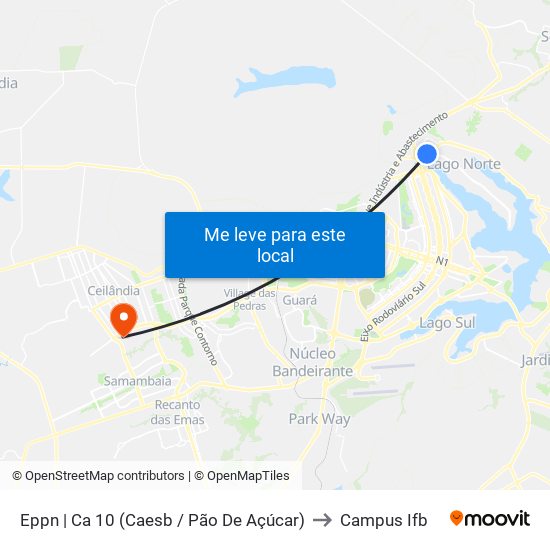 Eppn | Ca 10 (Caesb / Pão De Açúcar) to Campus Ifb map